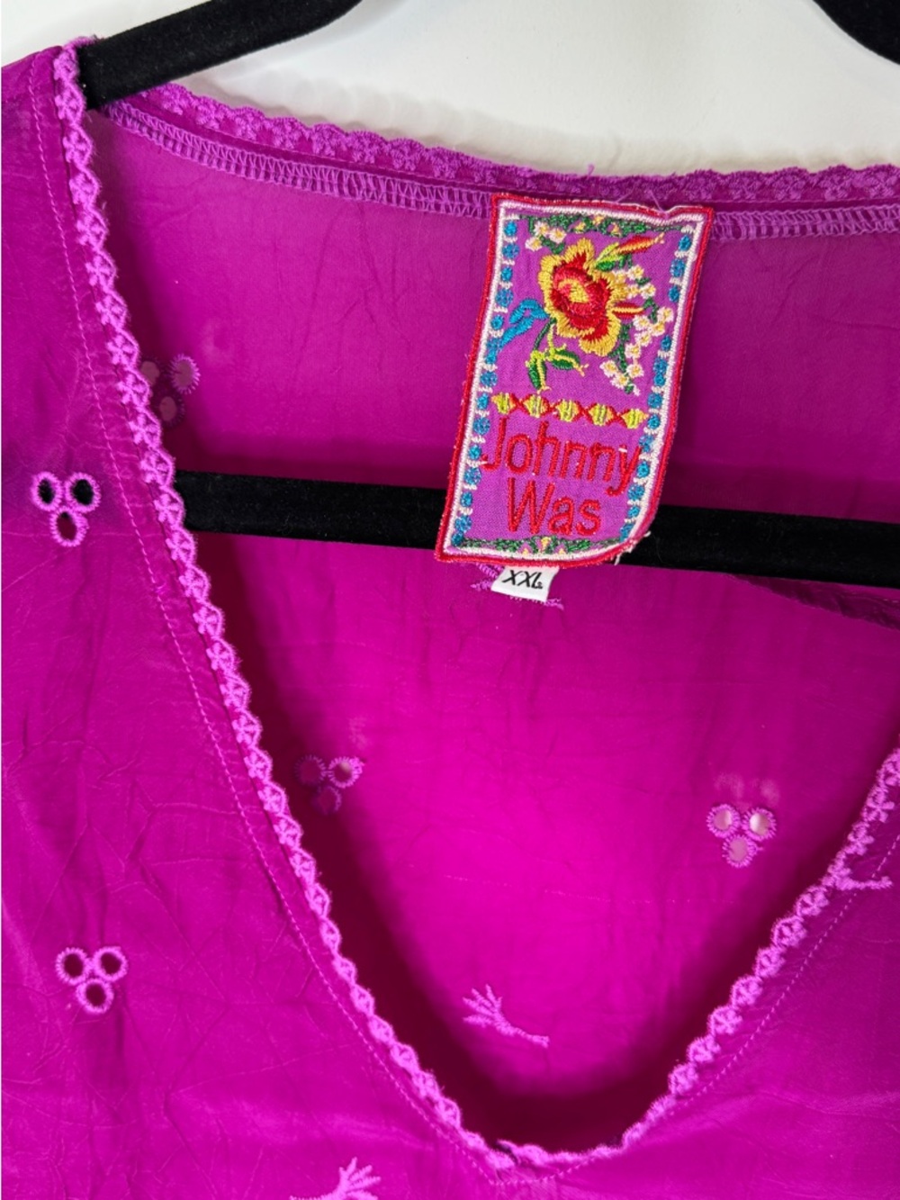 Johnny Was Magenta V-Neck Boho Tunic - Picture 4 of 6